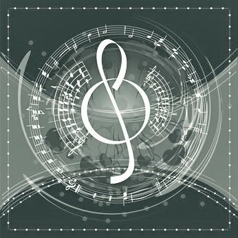 music background with decorative treble clef, vector illustration